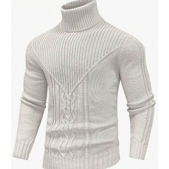 Khaki Turtleneck Pullover Sweater